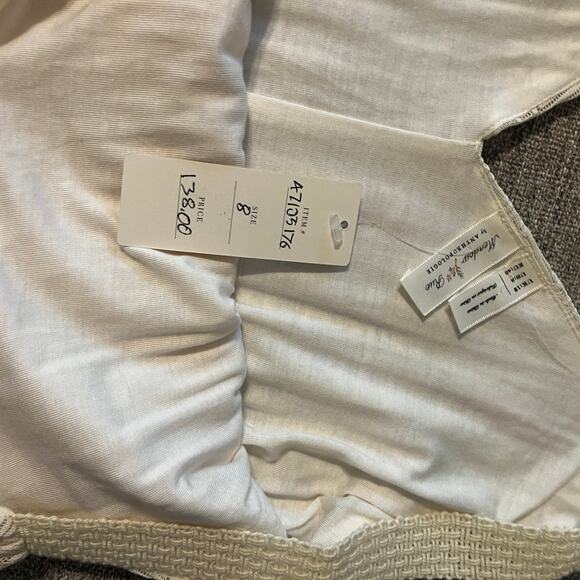 Anthropologie Meadow Rue Prespa Pleated Sleeveless V-Neck Tank Dress Ivory Sz 8 - Picture 5 of 10